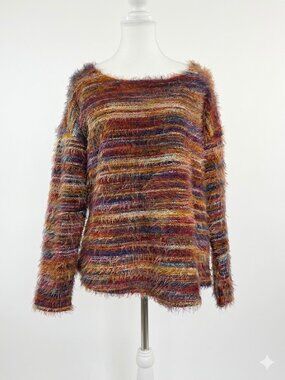 Women's Tribal Multi-Coloured Eyelash Sweater Whimsygoth  Size L